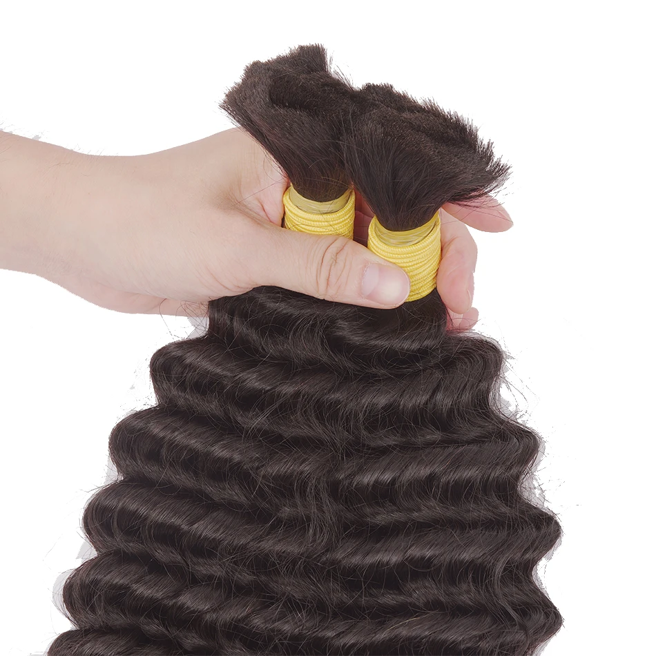 Brown 2# Water Wave Human Hair Bulk For Braiding 100G Loose Curly No Weft Hair Extensions Malaysian Remy Bulk Natural Color