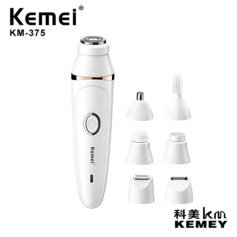 

KEMEI km-375 Women Razor 7 In 1 Replaceable Blade USB Charging Professional Women Electric Shaver