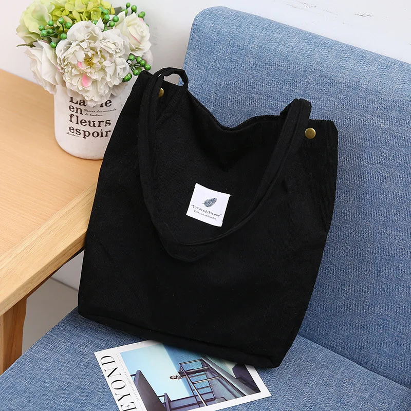 Shoulder Bag for Women Cotton Cloth Versatile Handbag Solid Color Eco Shopping bag Ladies Reusable Totes