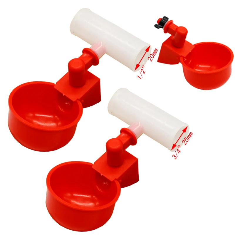 Poultry Water Dispenser 10sets Chicken Water Cup Automatic Drinker For Poultry Thread Filling Waterer Poultry Drinking Bowl For Chickens Quail Bird Cage