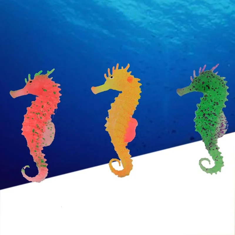 Silicone Artificial Night Luminous Hippocampus Fish Tank Aquarium Ornament Underwater Decorate Jellyfish Aquarium Decoration fish tank ornaments fish tank decorations aquarium ornaments
