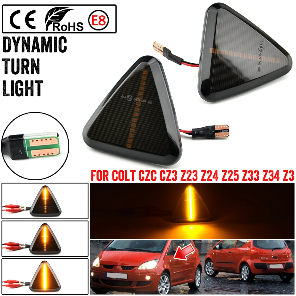 

2PCS Dynamic Sequential LED Side Marker Light Turn Signal Lamp For Mitsubishi Colt CZC CZ3 Z23 Z24 Z25 Z33 Z34 Z3 2004-2012