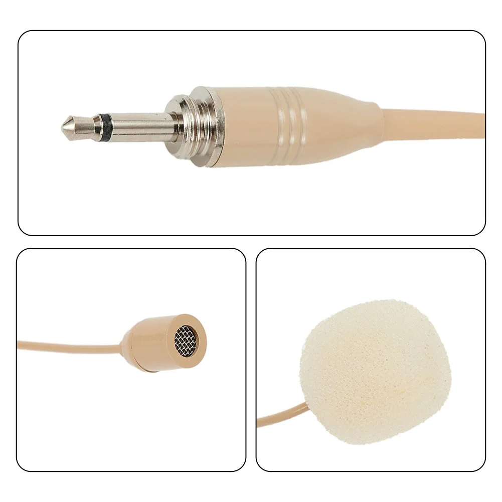 

Beige Single Earhook Headset Mic Headworn Microphone 3.5mm 3 Pin 4 Pin XLR Plug Omnidirectional Pickup Pattern 1.2m Wire Length