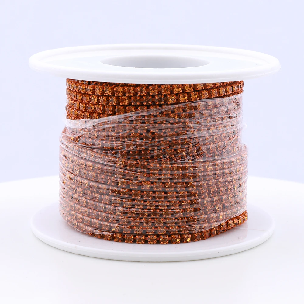 10 Yards/Rolle SS6-SS16 Glänzende Kristall-Strass-Kette zum Aufnähen oder Aufkleben für Kleidung, Schmuck, Bekleidungszubehör, Verzierung, Cup-Kette – Detail 11