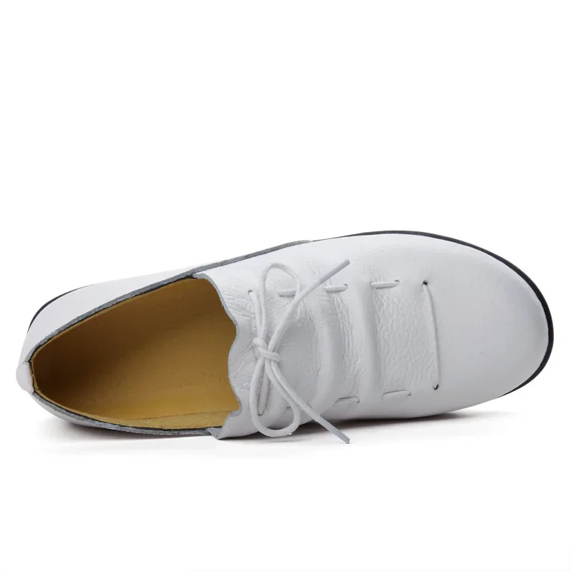 Casual Oxford Shoes Women 2024 Spring Genuine Leather Shoes Comfortable Flat Shoes Outdoor Slip-on Ladies Loafers Plus Size 41