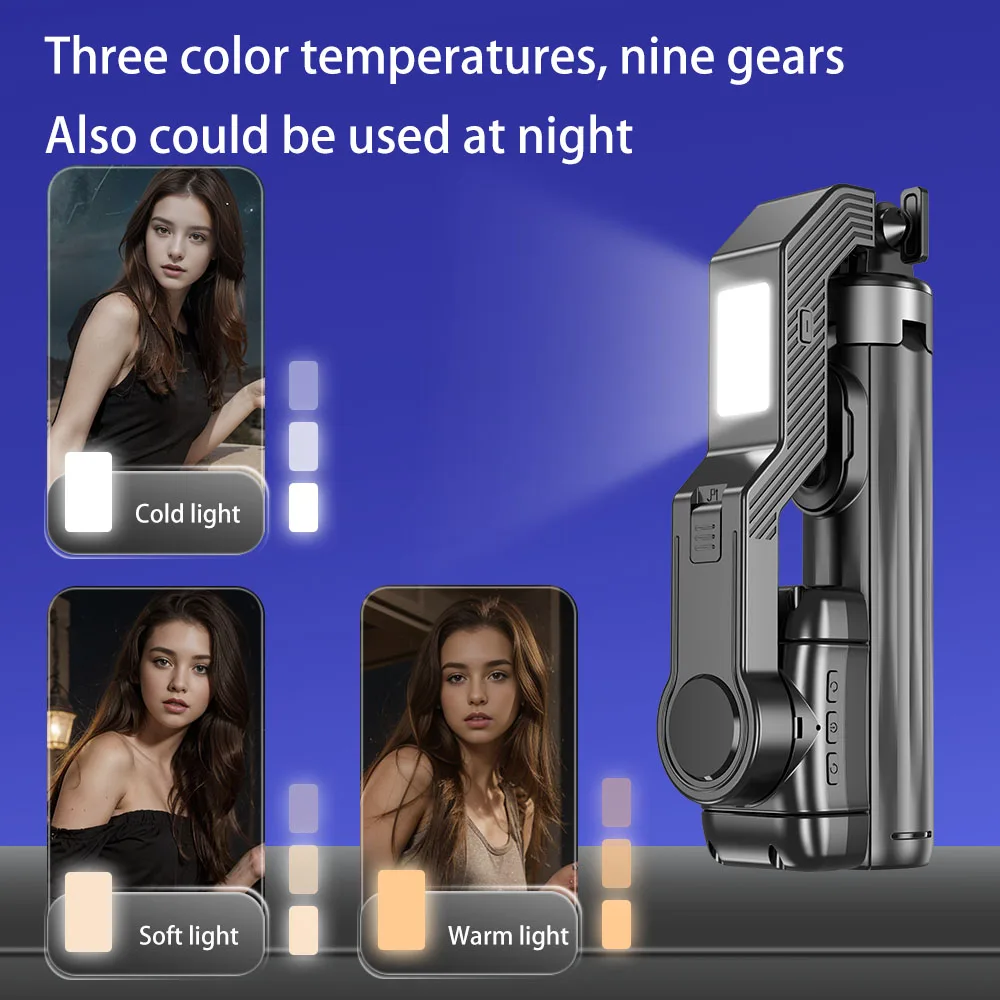Stabilisateur Cardan Selfie 360° avec Trépied Léger pour iPhone Android