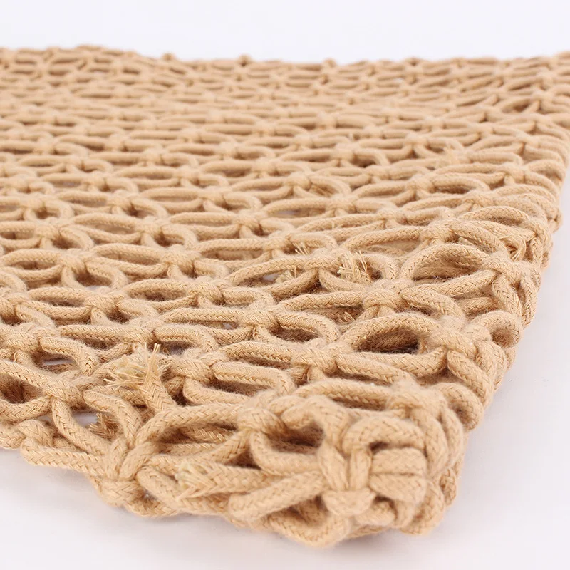 Fashion Crochet Bags for Women Summer Beach Tote Bag Raffia Aesthetic Totes Straw Handbag Bohemian Boho Woven Knit Shoulder Bag - 5