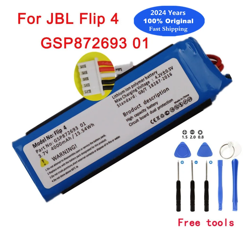 

2024 Years 100% Original Battery For JBL Flip 4 Flip4 GSP872693 01 4000mAh Wireless Bluetooth Speaker Battery Bateria In Stock