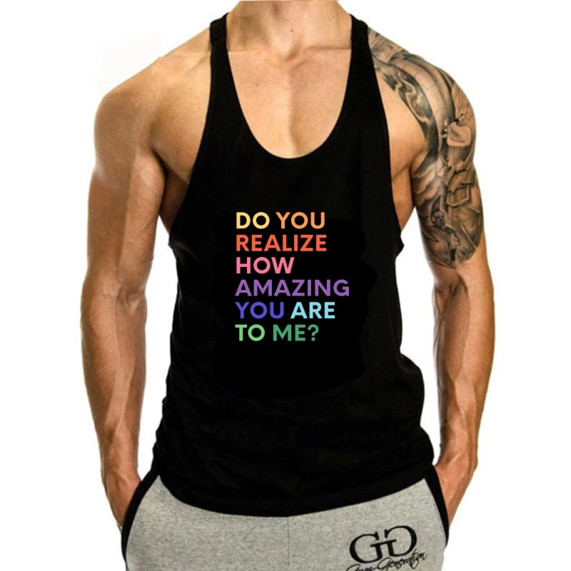 

How Amazing 2024 Men Own Logo tank top men Mens Lover Romantic Slogan tank top men Colorful Letter Black tank top men Boyfriend