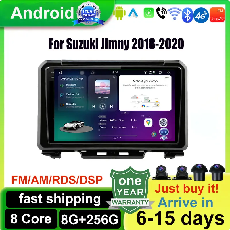 

9" Android 14 Car Radio Stereo Multimedia Video Player GPS Unit 4G LTE DSP Carplay Auto for Suzuki Jimny 2018-2020