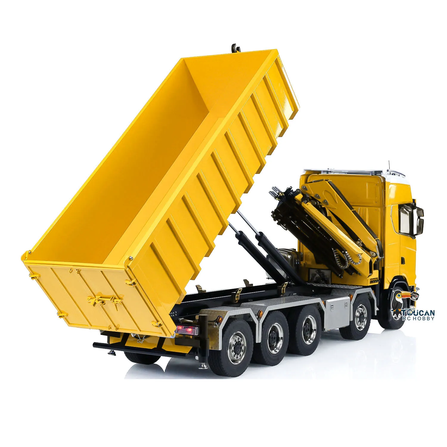 Metal 1:14 770S 10x10 Hydraulic RC Dumper Remote Control Full Dump Trucks Crane Light Sound 3 Speed Transmission Car Toy Vehicle 3
