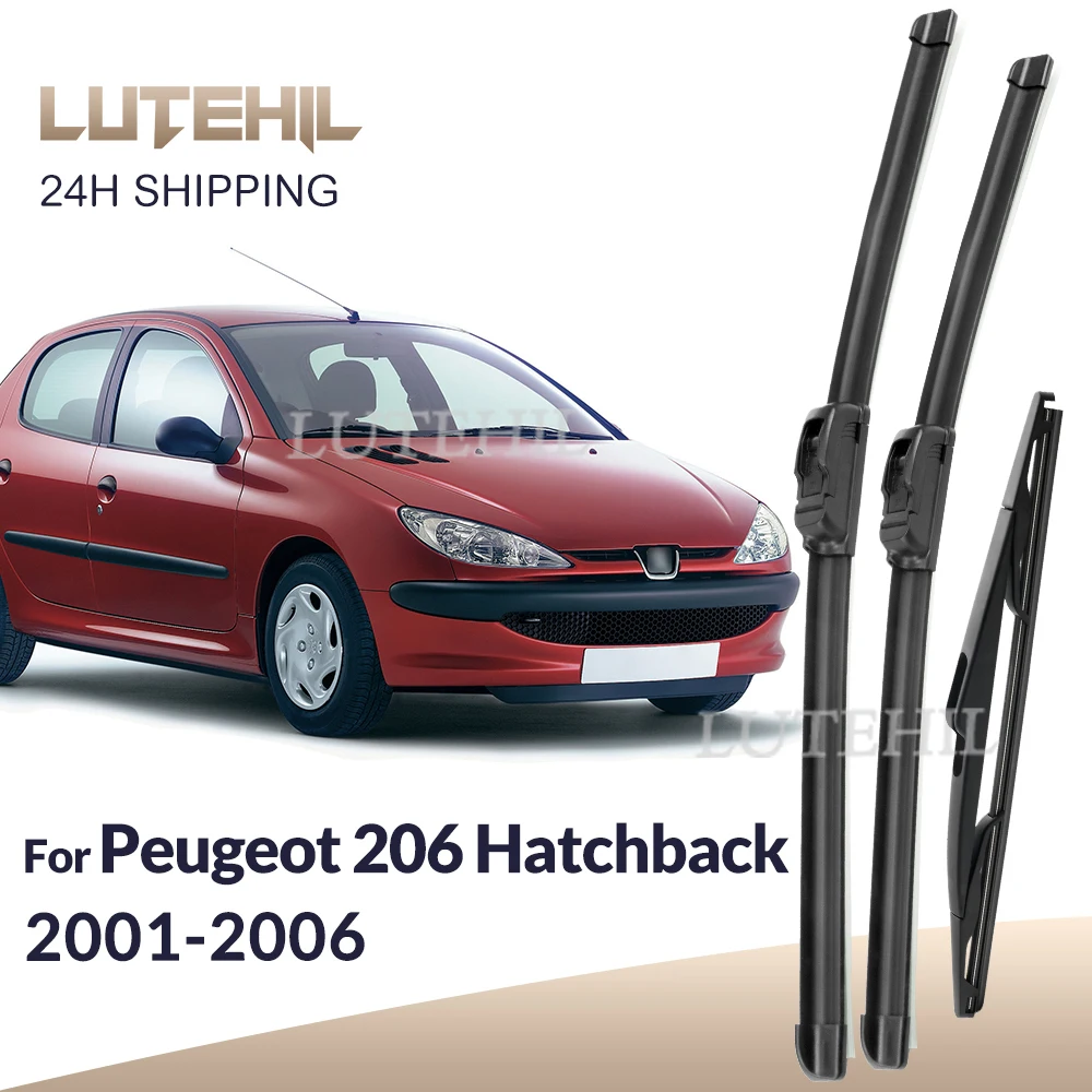For Peugeot 206 Hatchback 2001-2006 2002 2003 Wiper Front & Rear Wiper Blades Windshield Windscreen Window Brushes 26"+16"+14"