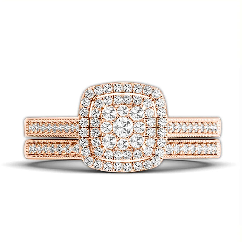rose gold 2 pieces moissanite ring set for woman d color vvs1 original 925 silver certified bridal jewelry luxury wedding gift Rose Gold 2 Pieces Moissanite Ring Set For Woman D Color VVS1 Original 925 Silver Certified Bridal Jewelry Luxury Wedding Gift 4