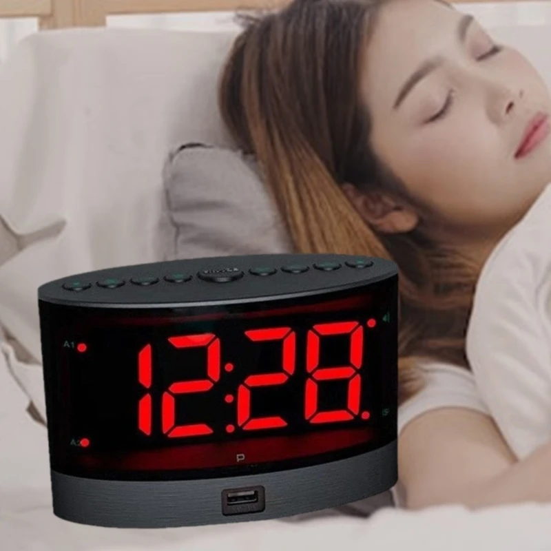 Large Display Vibrating Alarm Clock Adjustable Brightness and Snoozes Function