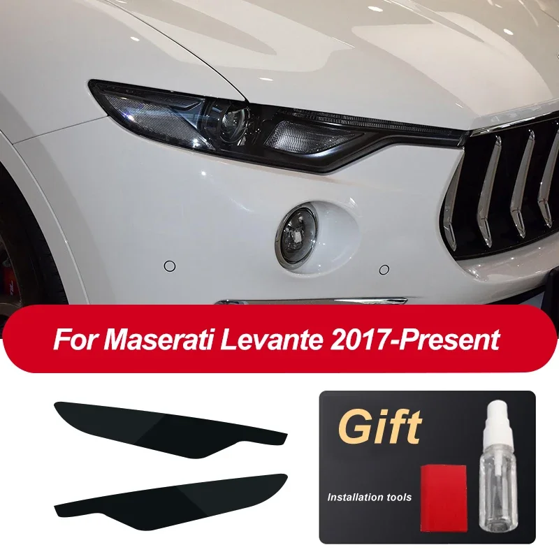 

2 pieces of Maserati Ghibl Quattroporte Levante car headlight protection film TPU smoked black transparent protective sticker