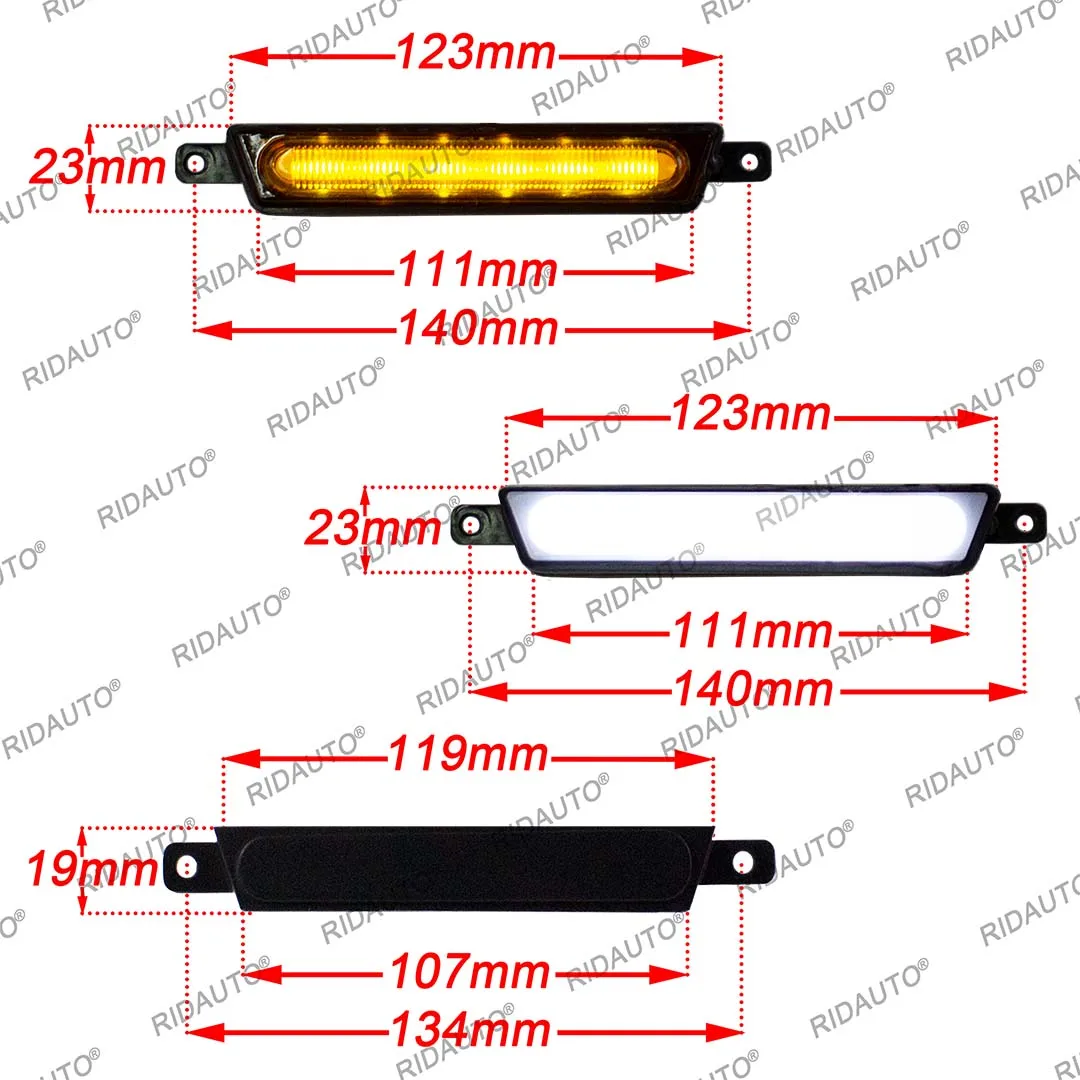 DIY LED 라이트 픽업 트럭 3PCS LED 라이트 키트 (레인저 2023-2025+ HMT 애프터마켓 그릴 랩터 그릴용) 앰버 화이트 LED 램프