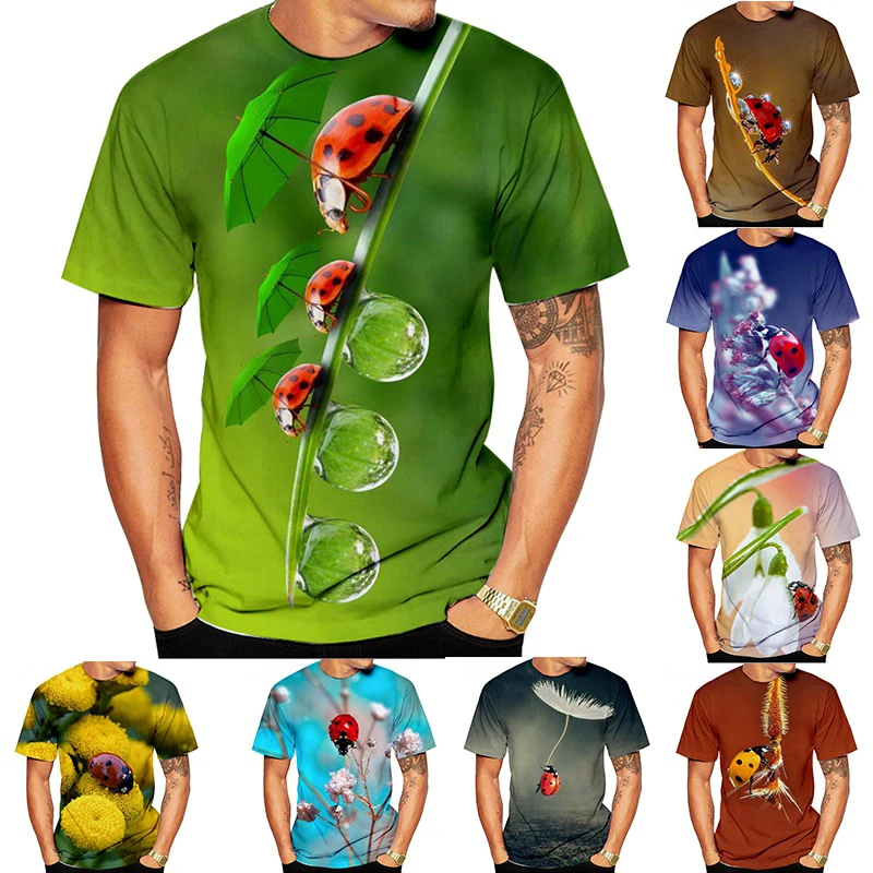 

Summer New Seven Star Ladybug 3D Printed T-shirt Men's/Women's Fashion Casual Short Sleeve Shirt Tops