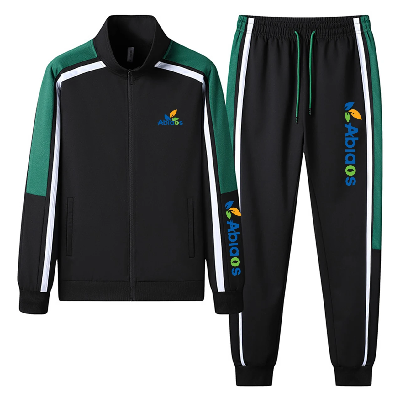 2023 Fashion New Brand Printed Men\'s Patchwork Zipper Sportswear+Pants Set Spring and Autumn Leisure Jogging Fitness 2-Piece Set