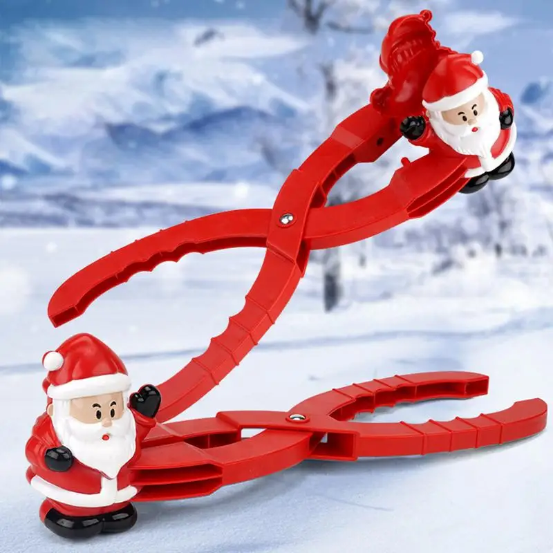 Snow Ball Maker Toys Red Ergonomic Snow Ball Clips Maker For Kids Multifunctional Snowman Shape Snow Ball Molds With Long Handle 3