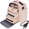 Large Travel Cosmetic Organizer Bag with 4 Removable Boxes Jewelry Roll Polyester Storage Pouch for Makeup Accessories 1
