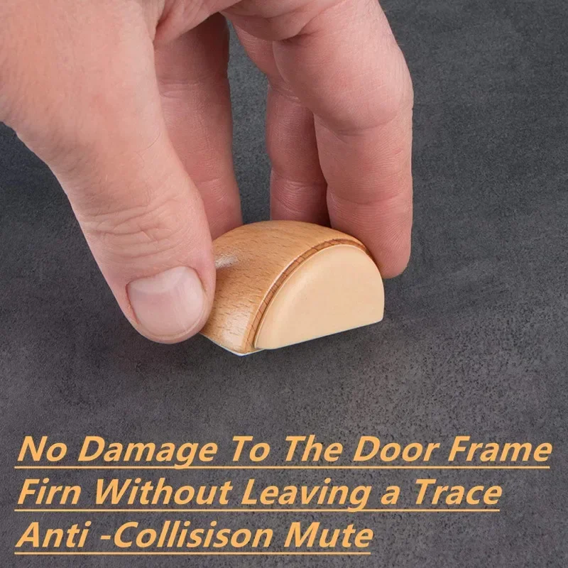 Round Wooden Door Stopper Self Adhesive Anti-collision Door Rear Stop Home Wall Floor Furniture Protection Mute Silent Block
