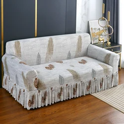 Elegant Elastic Sofa Slipcover with Skirt - Stylish Furniture Protector for Home and Office Decor (Color 3)