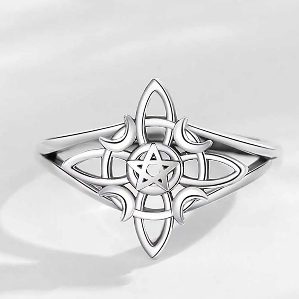 Original 925 Sterling Silver Witch Knot Open Ring for Women Celtic Knot Witchcraft Amulet Ring Hypoallergenic Wicca Jewelry silver ring silver rings