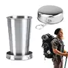 Stainless Steel Folding Cup Portable For Outdoor Travel Retractable Telescopic Collapsibles Cups With Keychain Coffee Cup 1