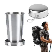 Stainless Steel Folding Cup Portable For Outdoor Travel Retractable Telescopic Collapsibles Cups With Keychain Coffee Cup 1