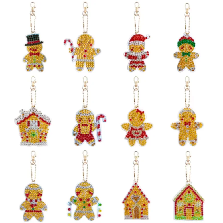 Vecibel 15 ciondoli a forma di diamante per pittura natalizia 5D Babbo Natale Diamond Painting per bambini, kit fai da te per pittura con diamanti su entrambi i lati, per idea regalo