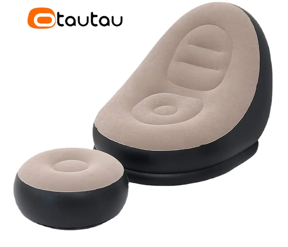 Otautautau Lettino Gonfiabile Con Poggiapiedi Pouf Chaise Lounge Reclinabile Divano Da Campeggio Portatile All'Aperto Sedia Da Giardino Pouf Sf029
