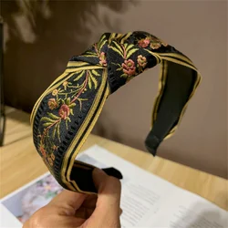 Elegant Embroidery Knot Hairbands for Women - Fashionable Wide Headwear Accessories (Headband 01)