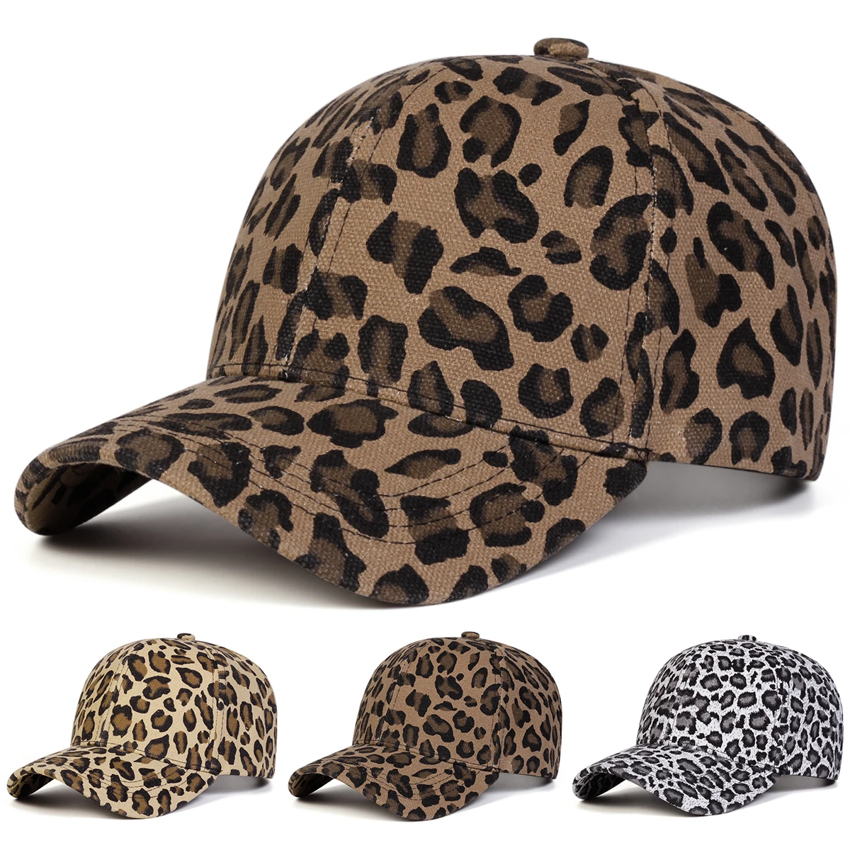 Unisex Light Panel Leopardenmuster Baseballkappen Frühling und Herbst Outdoor Verstellbare Freizeithüte Sonnenschutzhut Sportkappe