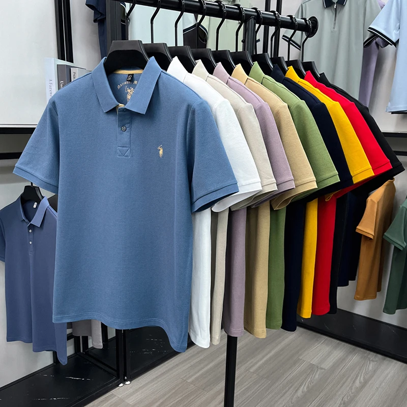 100% Baumwolle Kurzarm Herren-Poloshirt Luxus-Modemarke Hochwertige Pony-Stickerei Sommer-Komfort Neue Mode Paul T-Shirt – Detail 2