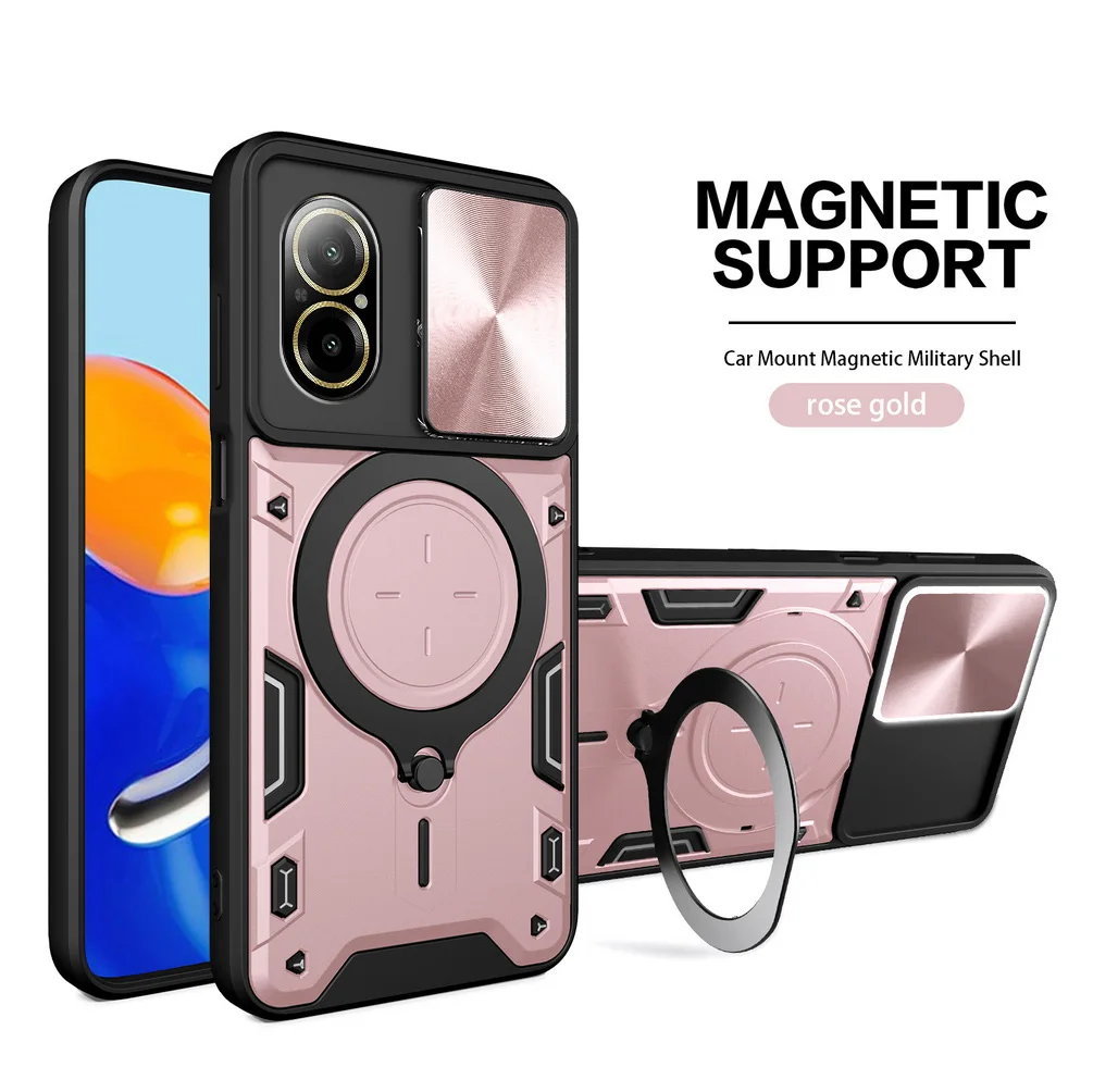Sleek Metal Ring Camera Protect Case with Rotating Holder Cover