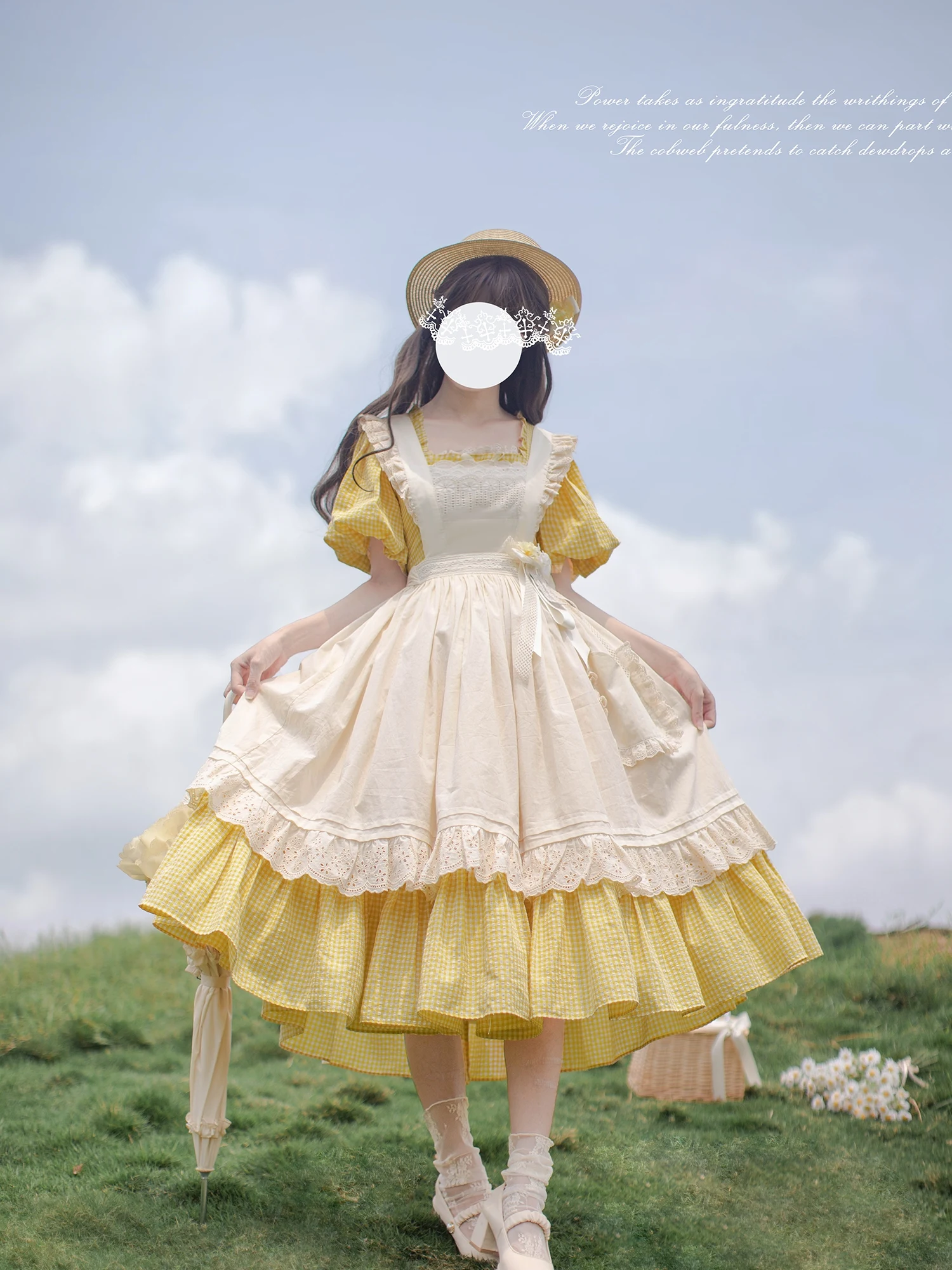 Harajuk Original French Retro Dress Looks Slim White Sweet And Elegant Lolita Tea Party Kawaii Girl Overskirt Birthday Party