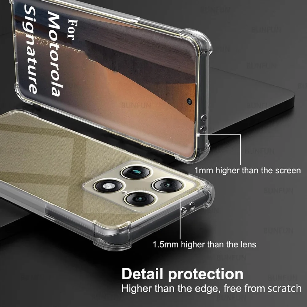 Slim Soft Silicone Anti-Fall Clear Case with Camera Lens Protection for Motorola Signature 5G