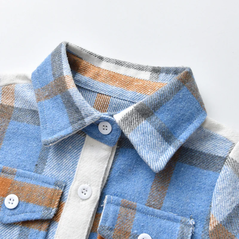 Top and Top Autumn Winter Unisex Baby Boys Girls Long Sleeve Cotton Plaid Shirts Infant Toddler Casual Button Down Blouses Tops