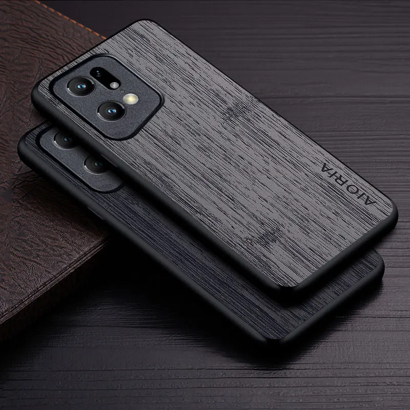 Luxury Bamboo Wood Pattern Leather Phone Cover - Premium Case for Oppo Find X5 Pro Lite 5G