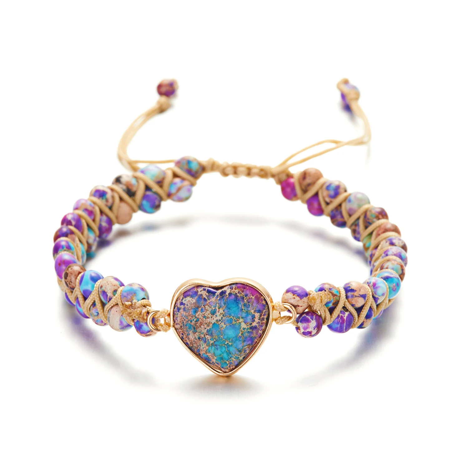 Three Gemstone Heart Bracelet with Bezel Set Diamonds – Suzy B Jewelry