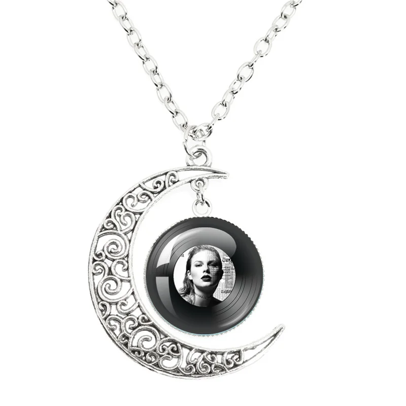 American Singer Taylor Fashion Swift Album Moon Collana Simple Cabochon Swift Vinyl Record Collane Con Ciondolo Fan Souvenir Gift