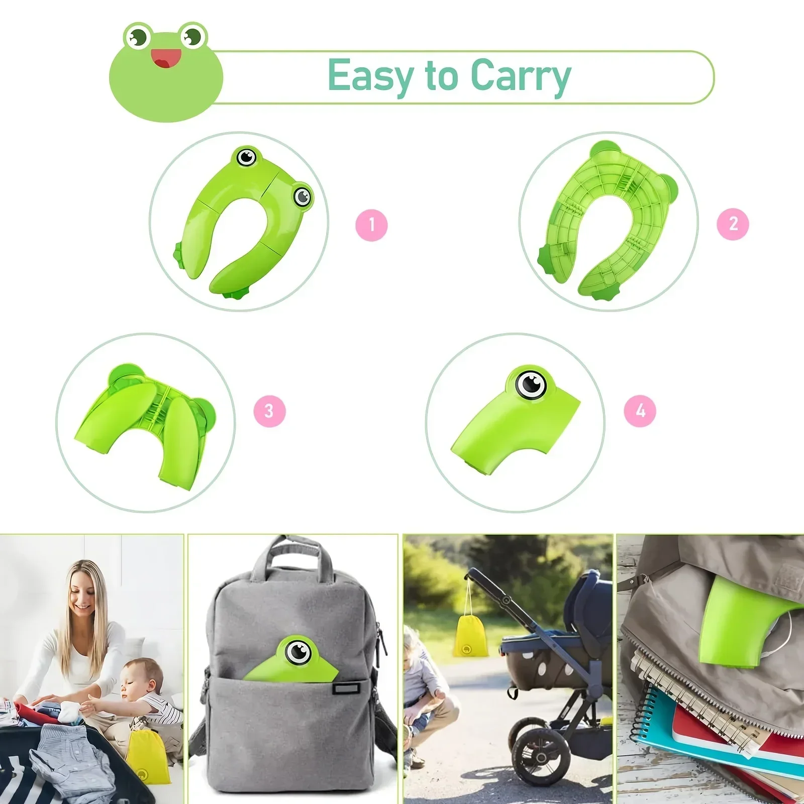 Toddlers Toilet Seat, Recyclable Potty Seat Cover for Travel Portable Folding Non Slip Silicone Pads Potty Training Seat 3