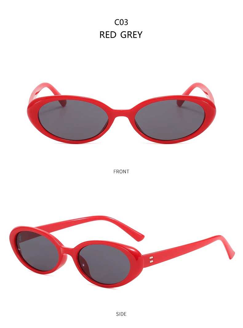 2 stücke Neue Weibliche Kleine Ellipse Sonnenbrille Mode Multi Farbe Rahmen Sonnenbrille Frauen Outdoor Casual Niet Brillen UV400 – Detail 12