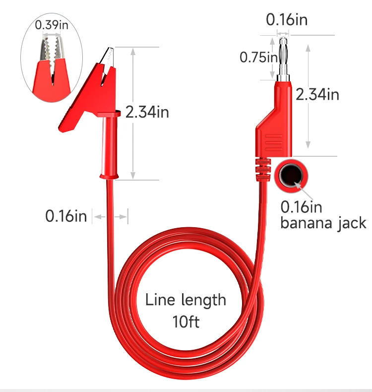 Cleqee P1037 2PCS 4mm Bananenstecker Auf Krokodilklemme Messleitungen Kit Krokodilklemmen Multimeter Kabel Draht 1000V/15A – Detail 2