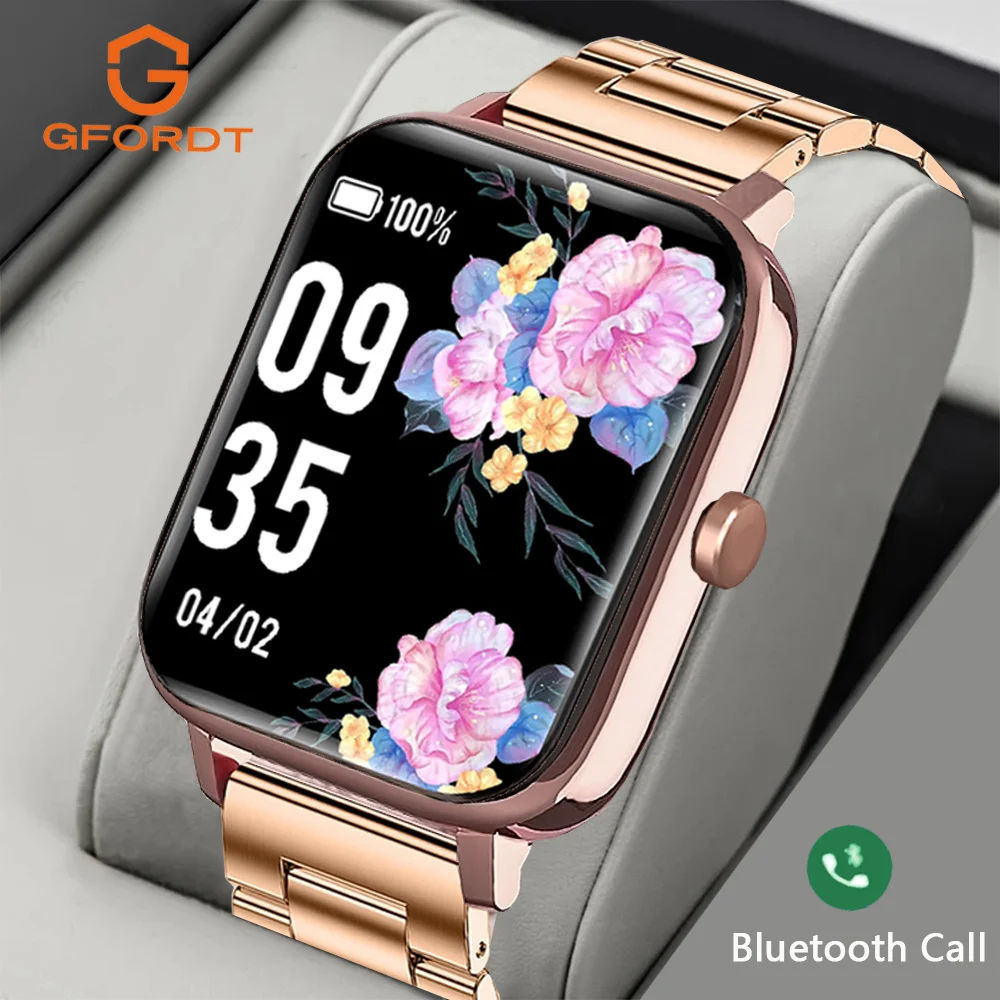 GFORDT LW82 프로 블루투스 통화 스마트 워치 남녀공용 스마트워치, 여성 패션 워치, IP68 방수, 소녀 피트니스 팔찌