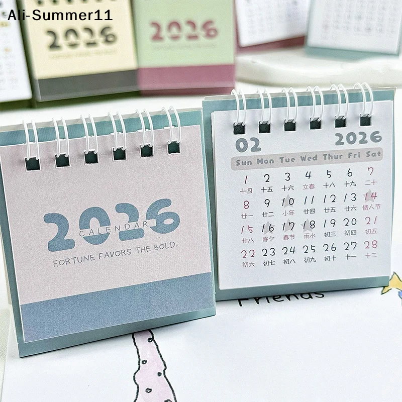 【A6L】【WG】2026 미니 심플 캘린더 소형 책상 캘린더 크리에이티브 코일 캘린더 플래너 데스크탑 장식 사무용품