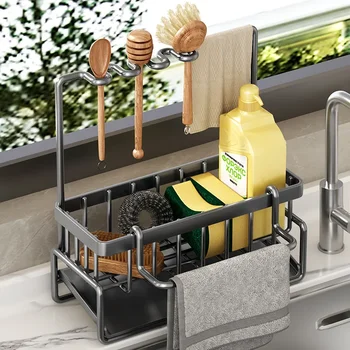 주방 싱크대 정리함 스폰지 와이어 볼 행주 보관 랙, 다기능 욕실 샤워 비누 랙, 배수 보관