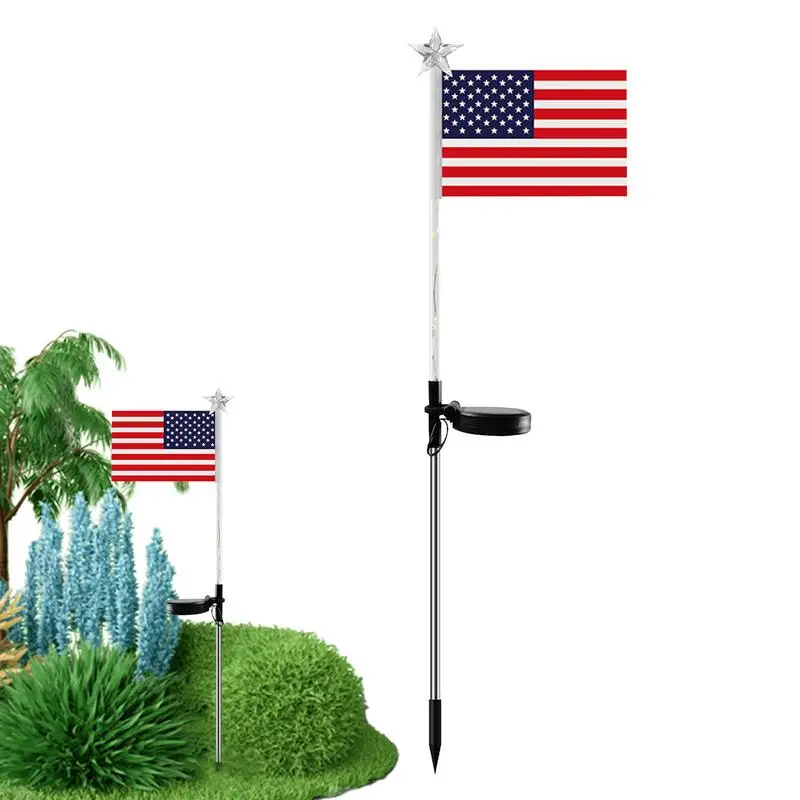 

American Flag Lawn Light Led Outdoor Flag Garden Lamp Landscape American Flags Decor Led Solar Independence Day Lights For Yard