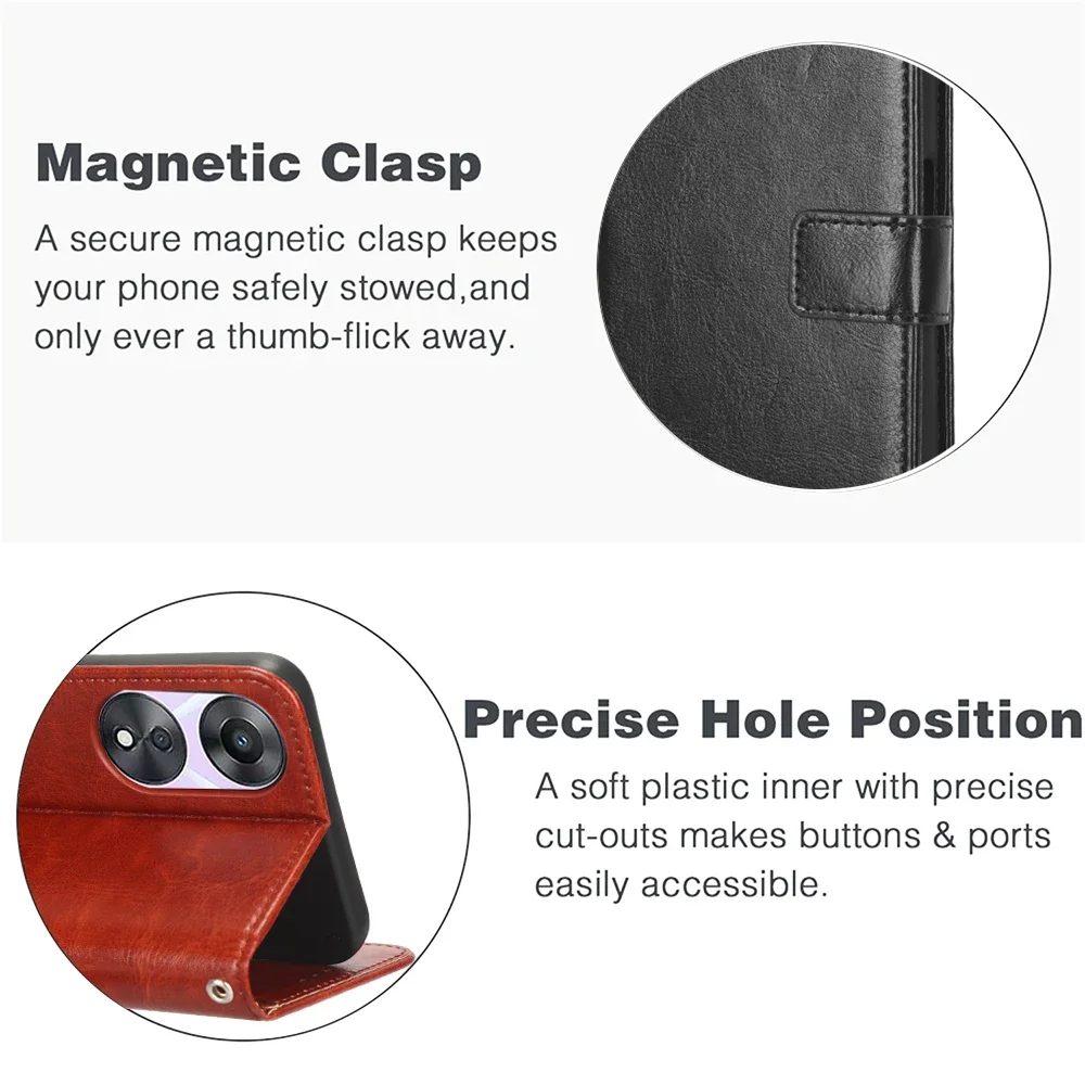 Elegant Leather Flip Case with Wallet and Kickstand Features