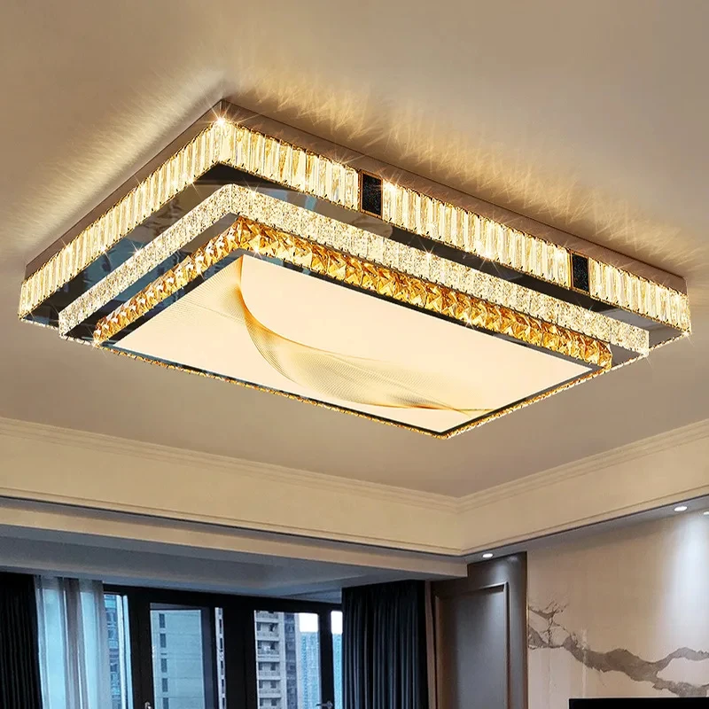 

Stainless Steel Luxury Ceiling Chandelier Gold Modern Led Lights Home Decor K9 Crystal Lustre for Living Room Bedroom YX389BT